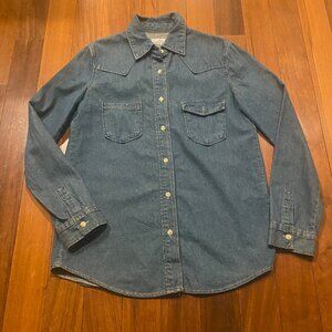 Vintage Selvage Denim Shirt Medium 70s 80s Selvedge